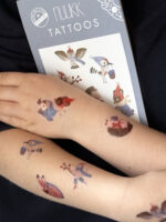 Kindertattoos Waldtiere im Winter, Temporäre Tattoos mit Bär, Igel, Vogel, Maus