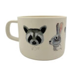 Kindertasse Tiere, Bär, Panda, Hase, Reh, Waschbär, Aquarellillustrationen, rPET, lebensittelsicher, LFGB, EU-Standards