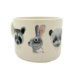 Kindertasse Tiere, Bär, Panda, Hase, Reh, Waschbär, Aquarellillustrationen, rPET, lebensittelsicher, LFGB, EU-Standards
