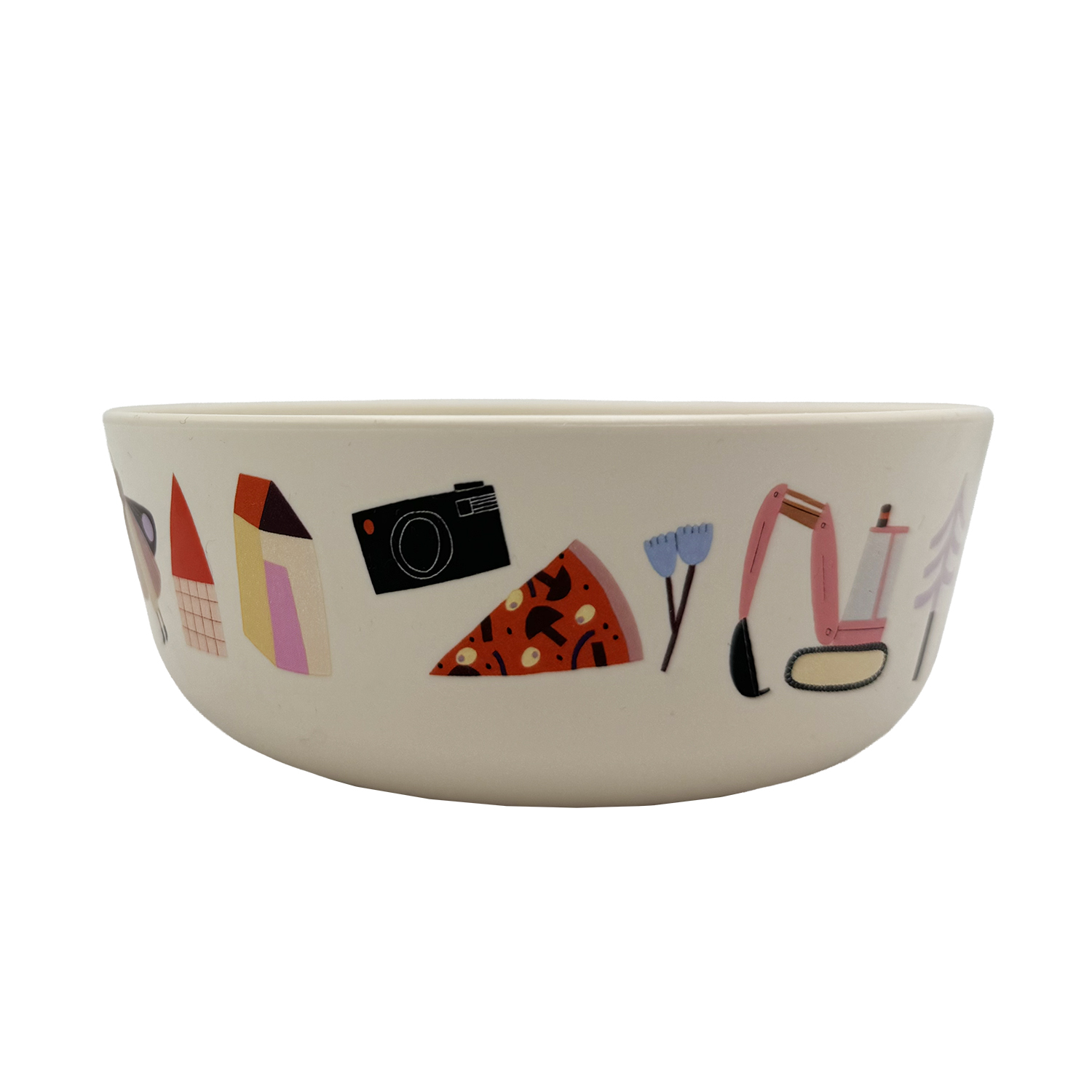 Kinderschüssel Happy, Kran, Haus, Baum, rPET lebensittelsicher, LFGB, EU-Standards