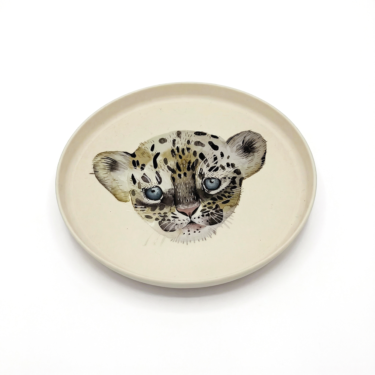 Kinderteller Leopard, Löwe, Tierzeichnung, rPET, lebensittelsicher, LFGB, EU-Standards