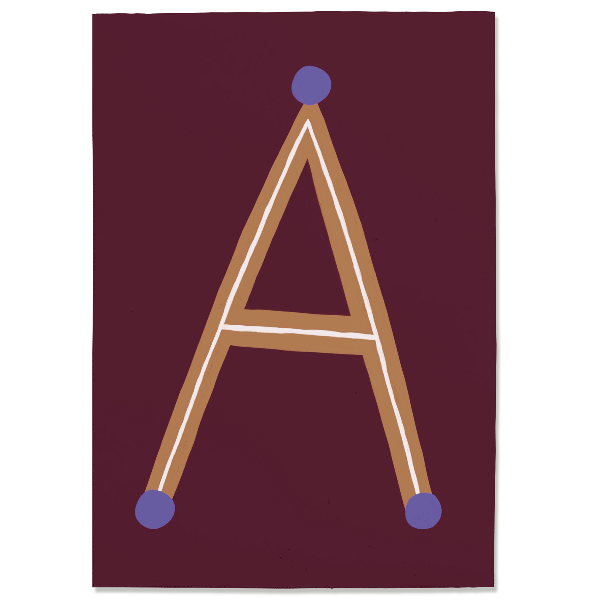 Postkarte A#2, Postkarte Buchstabe A, illustrierte Postkarte mit Buchstabe A, ABC Postkarten, Postkartenset ABC, Buchstabenpostkarten von Anna Katharina Jansen