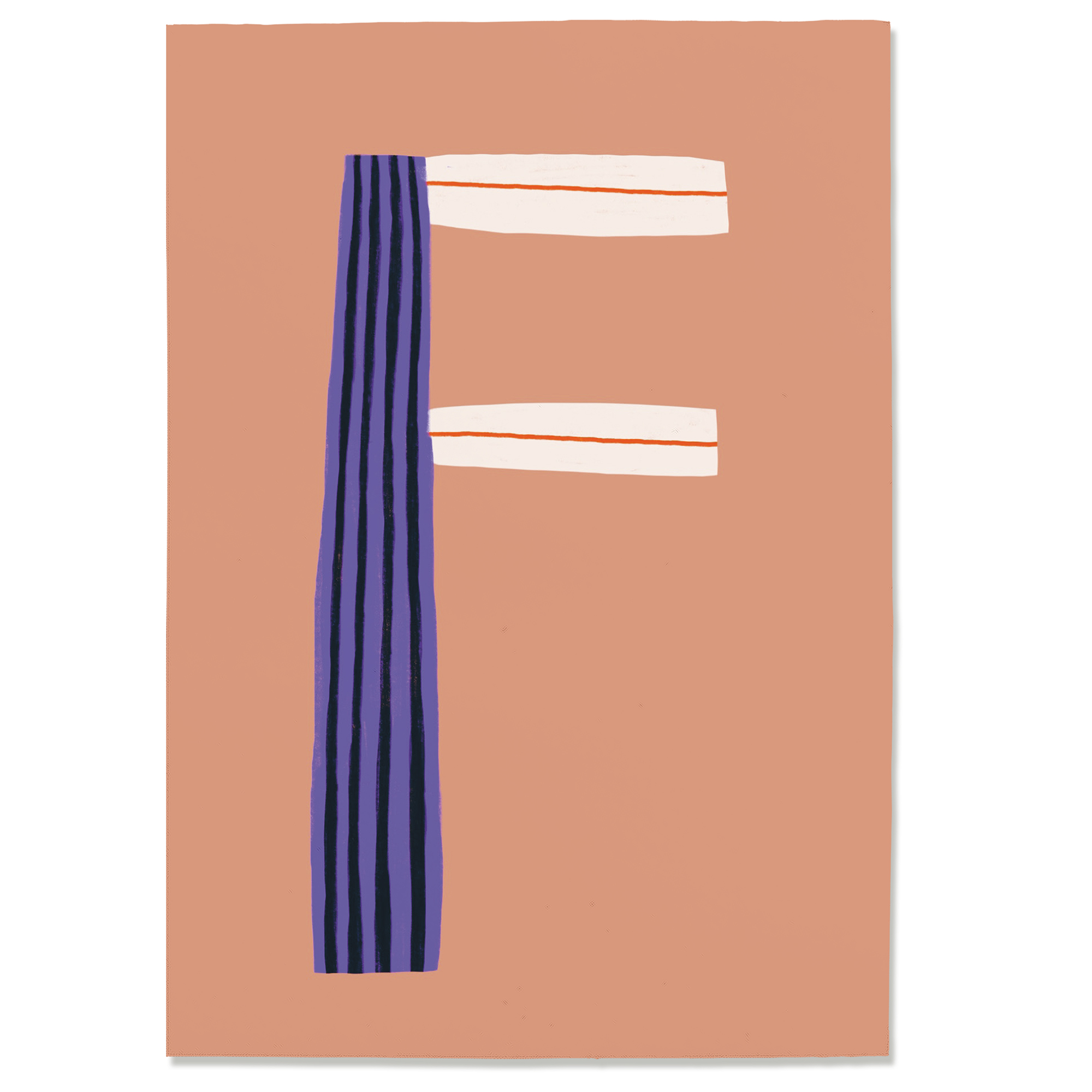 Postkarte F, Postkarte Buchstabe F, illustrierte Postkarte mit Buchstabe F, ABC Postkarten, Postkartenset ABC, Buchstabenpostkarten von Anna Katharina Jansen