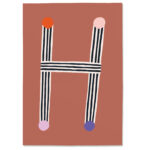 Postkarte H, Postkarte Buchstabe H, illustrierte Postkarte mit Buchstabe H, ABC Postkarten, Postkartenset ABC, Buchstabenpostkarten von Anna Katharina Jansen
