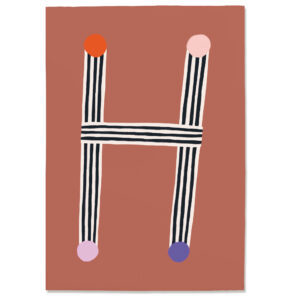 Postkarte H, Postkarte Buchstabe H, illustrierte Postkarte mit Buchstabe H, ABC Postkarten, Postkartenset ABC, Buchstabenpostkarten von Anna Katharina Jansen