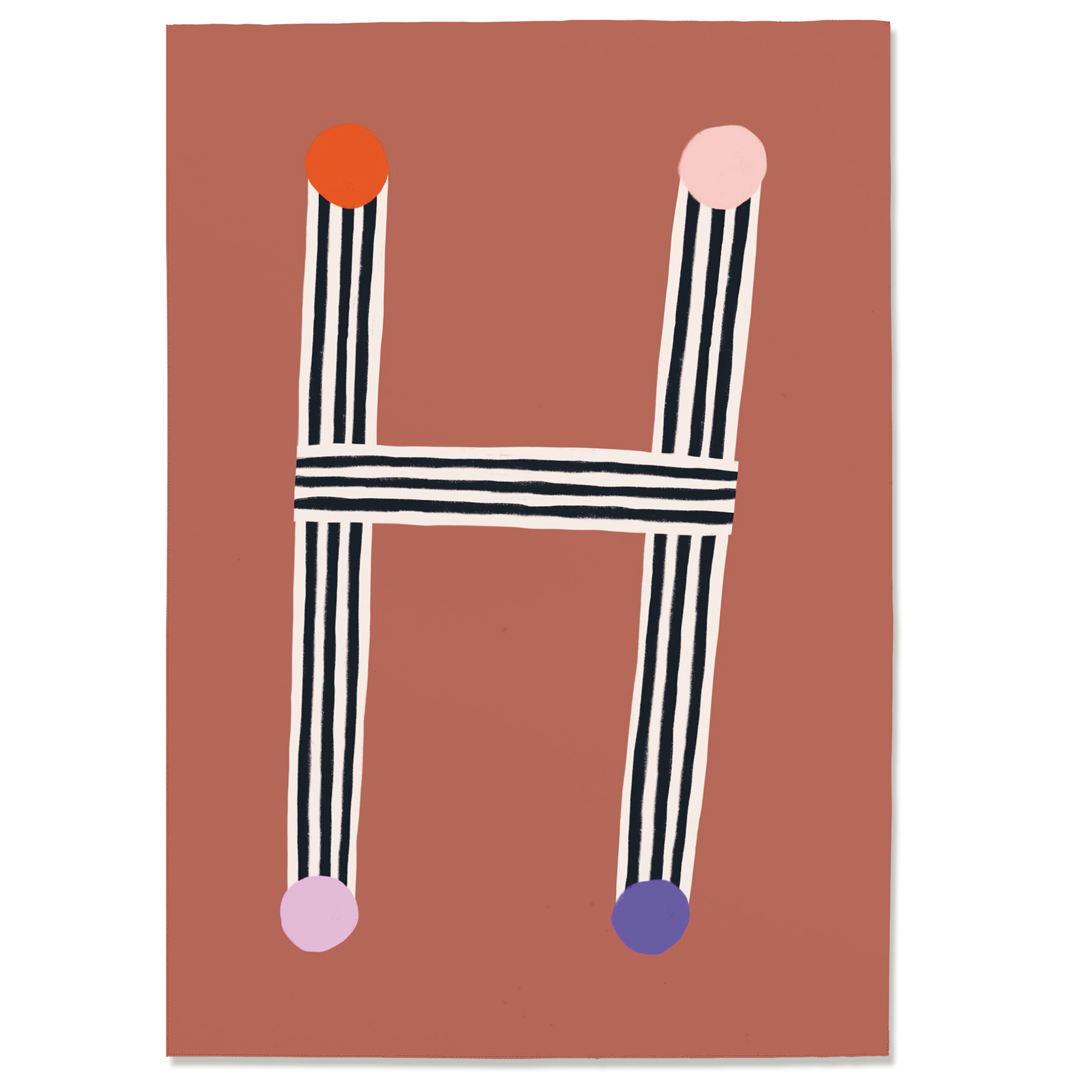Postkarte H, Postkarte Buchstabe H, illustrierte Postkarte mit Buchstabe H, ABC Postkarten, Postkartenset ABC, Buchstabenpostkarten von Anna Katharina Jansen
