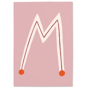 Postkarte M, Postkarte Buchstabe M, illustrierte Postkarte mit Buchstabe M, ABC Postkarten, Postkartenset ABC, Buchstabenpostkarten von Anna Katharina Jansen