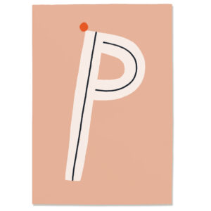 Postkarte P, Postkarte Buchstabe P, illustrierte Postkarte mit Buchstabe P, ABC Postkarten, Postkartenset ABC, Buchstabenpostkarten von Anna Katharina Jansen